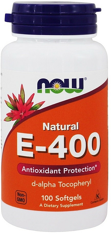Antyoksydacyjna witamina E-400 - Now Foods Vitamin E-400 D-Alpha Tocopheryl Softgels — Zdjęcie N1