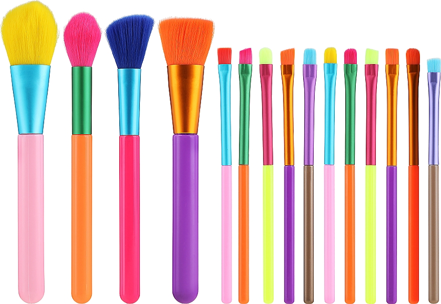 Zestaw pędzli do makijażu, 15 szt., wielobarwny - Lewer Brushes Multicolored — Zdjęcie N1