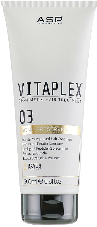 Preparat chroniący włosy podczas farbowania i trwałej ondulacji - Affinage Salon Professional Vitaplex Biomimetic Hair Treatment Part 3 Bond Preserver — Zdjęcie N1