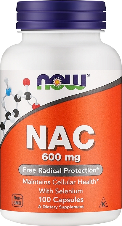 Suplement diety NAC, 600 mg - Now Foods NAC Veg Capsules — Zdjęcie N1