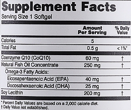 Koenzym Q10, 60 mg, 60 kapsułek żelatynowych - Now Foods CoQ10 With Omega-3 — Zdjęcie N3