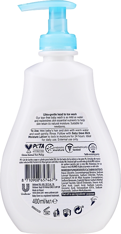 Głęboko nawilżający żel-szampon dla dzieci - Dove Baby Rich Moisture Washing Gel For Body And Hair — Zdjęcie N4