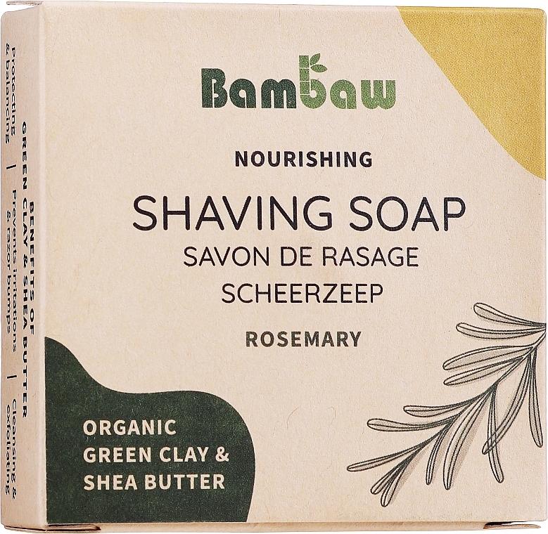 Rozmarynowe mydło do golenia z zieloną glinką i masłem shea - Bambaw Nourishing Shaving Soap Rosemary Organic Green Clay & Shea Butter — Zdjęcie N3