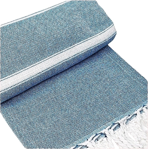 Ręcznik hammam w paski, niebieski - Yeye  — Zdjęcie N1