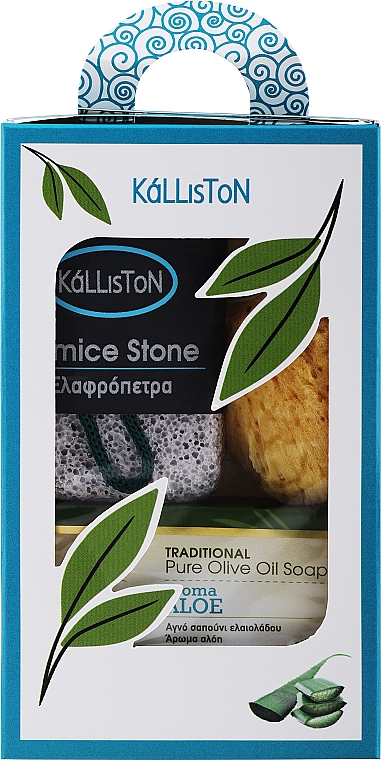Zestaw, mydło o zapachu aloesu - Kalliston Gift Box (soap/100g + stone/1pcs + sponge/1pcs) — Zdjęcie N1