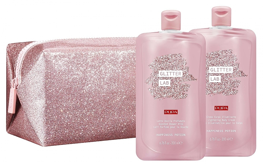 Zestaw (bag + milk 200 ml + cream 200 ml) - Pupa Glitter Lab Happiness Potion — Zdjęcie N1