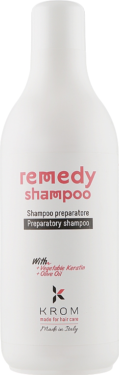 Szampon rewitalizujący z keratyną roślinną i oliwą z oliwek - Krom Remedy Shampoo — Zdjęcie N1