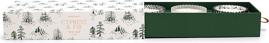 Zestaw - Paddywax Cypress & Fir Ribbed Mercury Glass Boxed Gift Set (cabdle/3x56g) — Zdjęcie N1