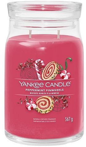 PRZECENA! Świeca zapachowa w słoiku Peppermint Pinwheels, 2 knoty - Yankee Candle Singnature * — Zdjęcie N1