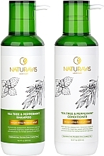 PRZECENA! Zestaw do włosów Drzewo herbaciane i mięta pieprzowa - Naturavis Tea Tree & Peppermint Shampoo & Conditioner Set (shm/500 ml + cond/500 ml) * — Zdjęcie N2