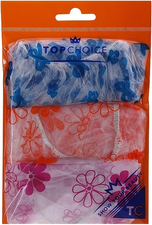Czepki do kąpieli, 30659, 3 szt., granatowy + pomarańczowy + różowy - Top Choice