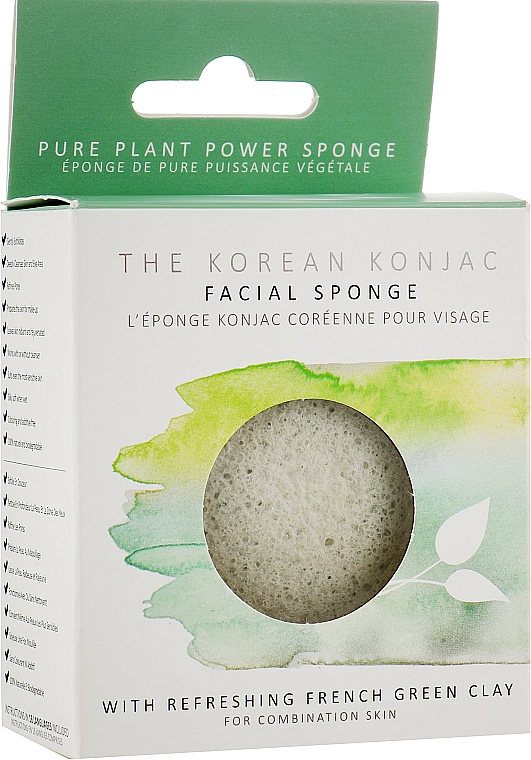 Gąbka - The Konjac Sponge Company Premium Facial Puff with French Green Clay — Zdjęcie N2