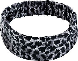 Opaska, prosty jersey, leopard szary Knit Fashion Classic - MAKEUP Hair Accessories — Zdjęcie N1