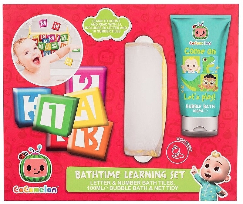 Zestaw - Cocomelon Bathtime Learning Set (bubble/bath/100ml + toy + bag) — Zdjęcie N1