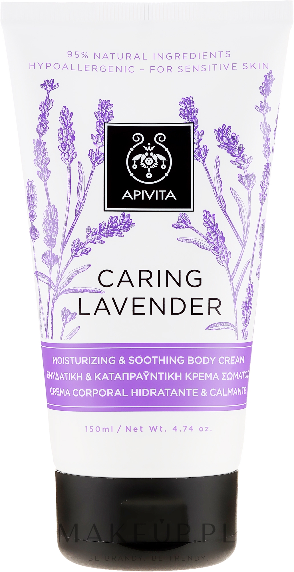 Nawilżający krem kojący do wrażliwej skóry Lawenda - Apivita Caring Lavender Hydrating Soothing Body Lotion — Zdjęcie 150 ml