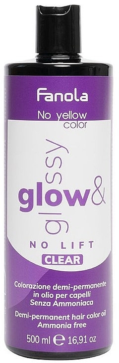Transparentna półtrwała farba do włosów na bazie oleju - Fanola No Yellow Glow & Glossy Clear — Zdjęcie N1