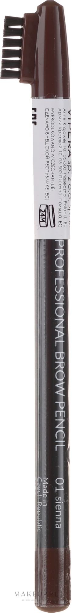 Wodoodporna kredka ze szczoteczką do brwi - Vipera Professional Brow Pencil  — Zdjęcie 01 - Sienna