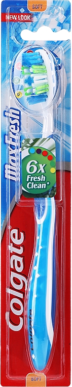 Miękka szczoteczka do zębów, niebieska - Colgate Max Fresh — Zdjęcie N1