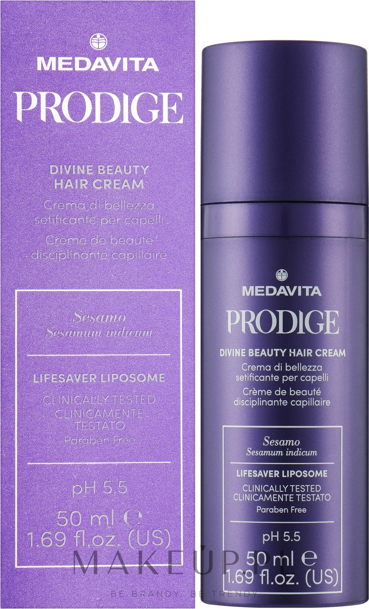 Regenerujący krem ​​do włosów zniszczonych - Medavita Prodige Divine Beauty Hair Cream — Zdjęcie 50 ml