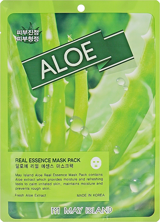 Maska w płacie do twarzy z wyciągiem z aloesu - May Island Real Essence Mask Pack Aloe