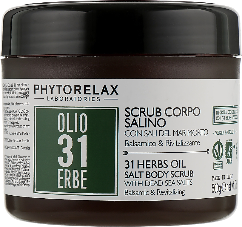 Relaksujący peeling solny do ciała - Phytorelax Laboratories 31 Herbs Oil Salt Body Scrub