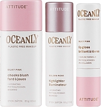 Zestaw - Attitude Oceanly Silky Pink Set (highl/8.5g + lip/stick/3.4g + blush/8.5g) — Zdjęcie N2