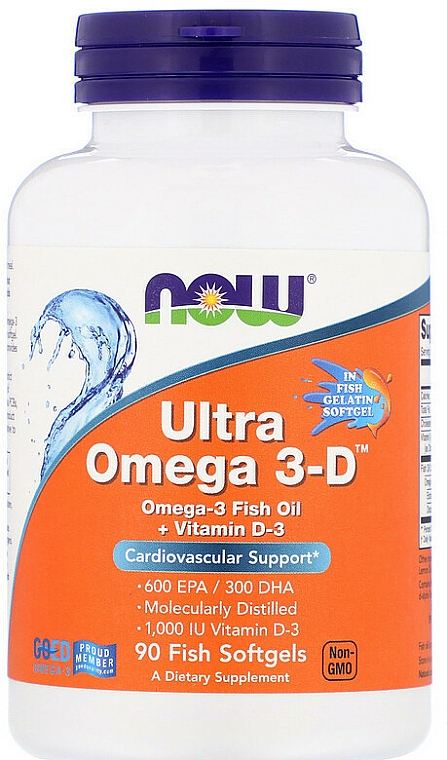 Kwasy tłuszczowe Omega 3-D - Now Foods Ultra Omega 3-D with Vitamin D-3 Fish Softgels — Zdjęcie N2
