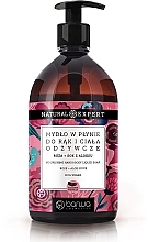 Kup 	Mydło w płynie do rąk i ciała Róża + aloes - Barwa Natural Expert Nourishing Hand & Body Liquid Soap Rose + Aloe Juice