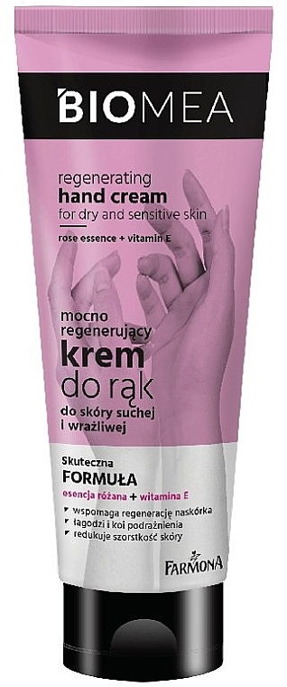 Mocno regenerujący krem do rąk do skóry suchej i wrażliwej - Farmona Biomea Regenerating Hand Cream — Zdjęcie N1