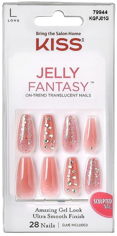 Zestaw sztucznych paznokci z klejem Baletnica - Kiss Nails Jelly Fantasy — Zdjęcie N1