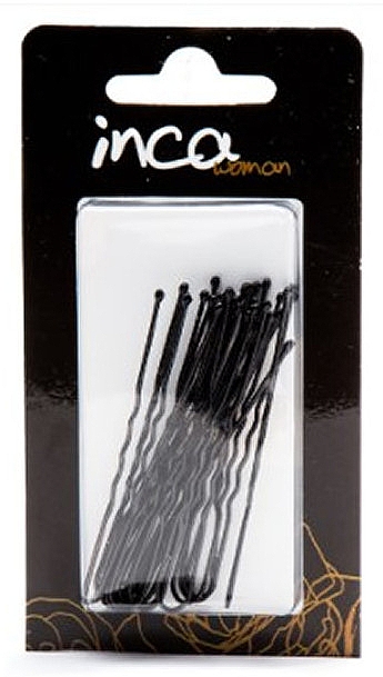 Spinki do włosów, 6 cm, czarne, 20 szt. - Inca Invisible Bow Hairpins Black — Zdjęcie N1