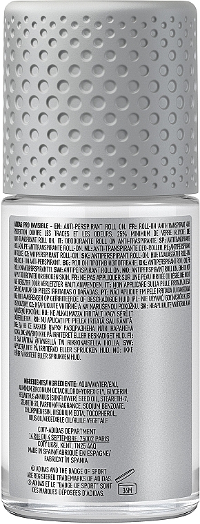 Dezodorant-antyperspirant w kulce dla mężczyzn - Adidas Pro Invisible Antiperspirant Roll-on For Men — Zdjęcie N2