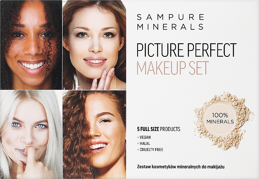 Zestaw, 5 produktów - Sampure Minerals Picture Perfect Makeup Set Pale — Zdjęcie N1