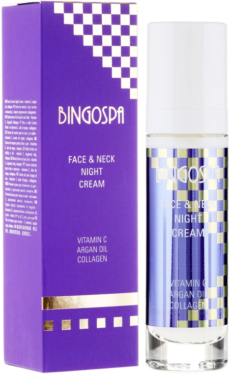 Krem na noc do twarzy i szyi z witaminą C, olejem arganowym i kolagenem - BingoSpa Face & Neck Night Cream — Zdjęcie N1