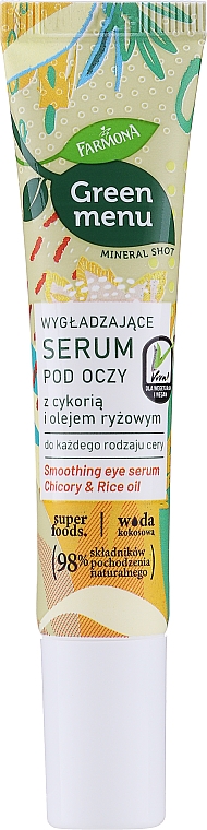 Wygładzające serum pod oczy z cykorią i olejem ryżowym - Farmona Green Menu — Zdjęcie N1