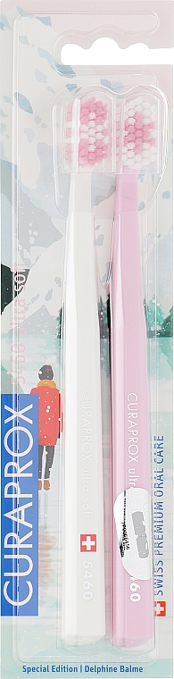 Zestaw szczoteczek do zębów CS 5460, ultra miękkie - Curaprox Ultra Soft Duo Winter Pink Edition