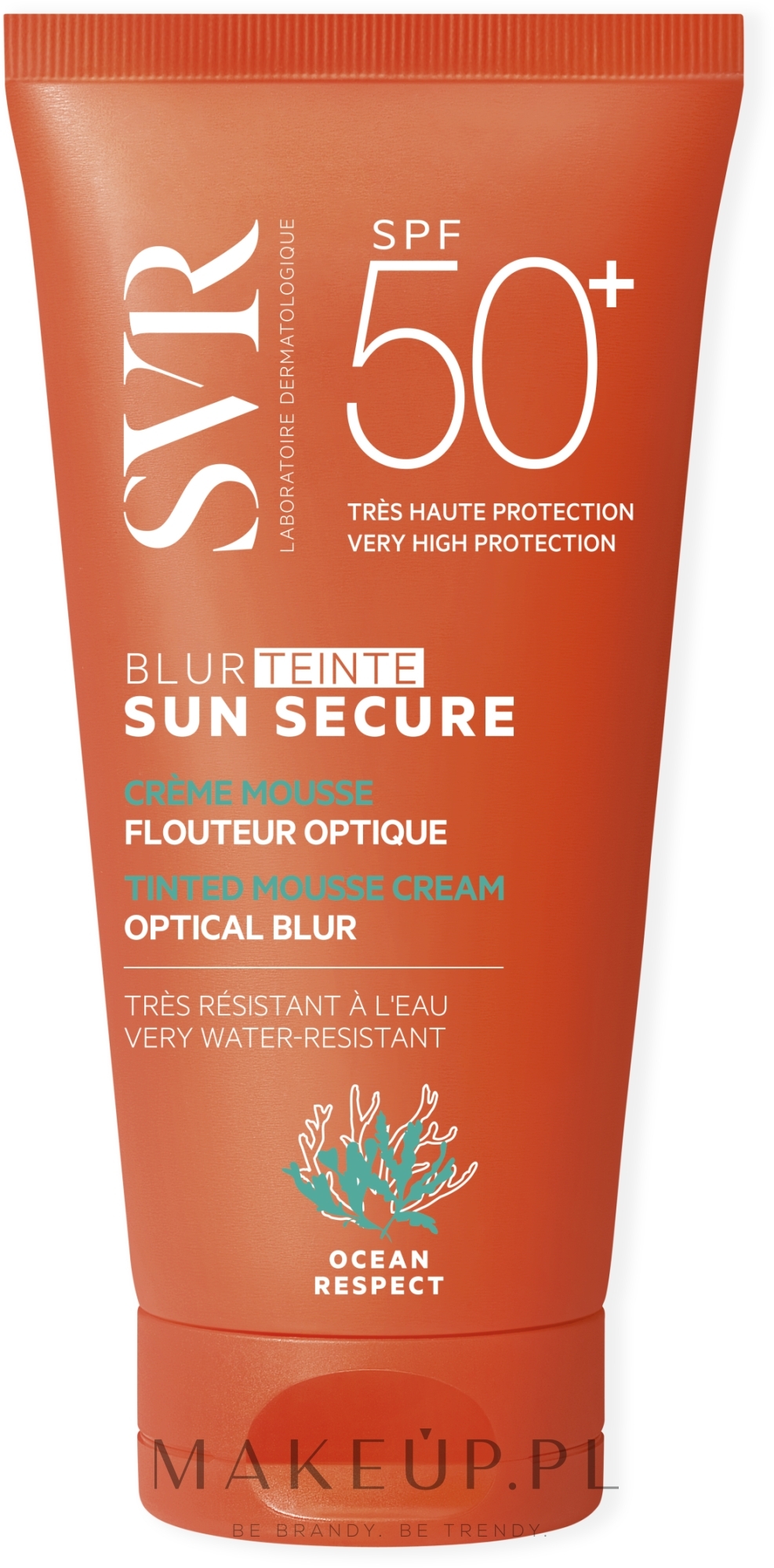 Kremowy mus do opalania z filtrem przeciwsłonecznym - SVR Sun Secure Blur Tinted Mousse Cream Beige Rose SPF50+  — Zdjęcie 50 ml