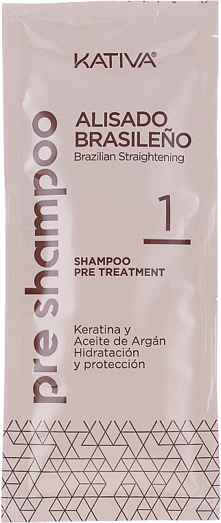 Zestaw do keratynowego prostowania włosów - Kativa Alisado Brasileno Con Glyoxylic & Keratina Vegetal Kit (shm 15 ml + mask 150 ml + shm 30 ml + cond 30 ml) — Zdjęcie N6