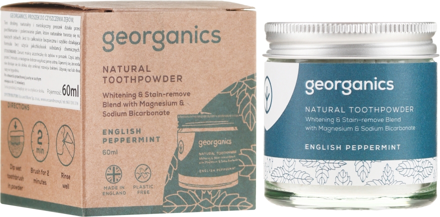Naturalny proszek do zębów - Georganics English Peppermint Natural Toothpowder — Zdjęcie N1