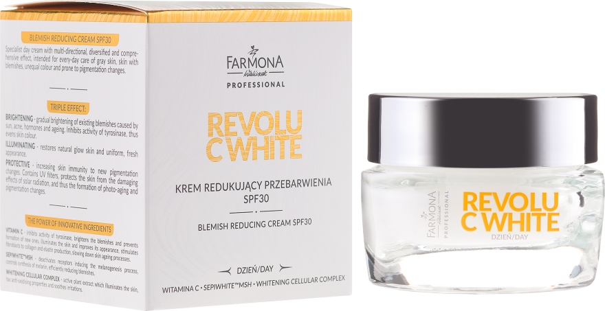 Krem redukujący przebarwienia SPF 30 - Farmona Professional Revolu C White Blemish Reducing Cream