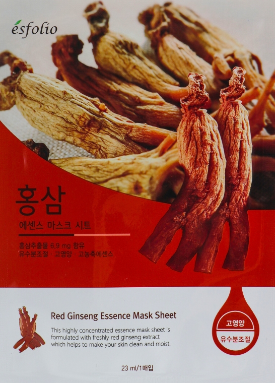 Maska w płachcie z ekstraktem z żeń-szenia - Esfolio Red Ginseng Essence Mask Sheet