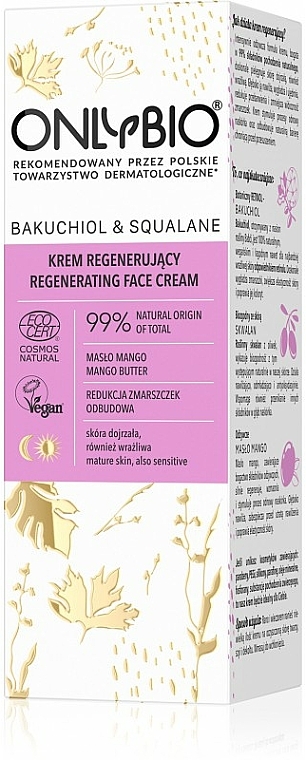 Rewitalizujący krem do twarzy dla skóry wrażliwej - Only Bio Bakuchiol & Squalane Regenerating Cream — Zdjęcie N2