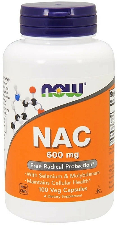 Suplement diety NAC, 600 mg - Now Foods NAC Veg Capsules — Zdjęcie N1