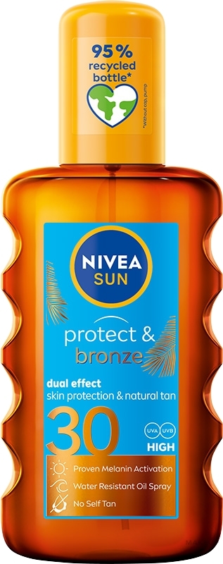 Olejek w sprayu aktywujący naturalną opaleniznę SPF 30 - NIVEA SUN Protect & Bronze — Zdjęcie 200 ml