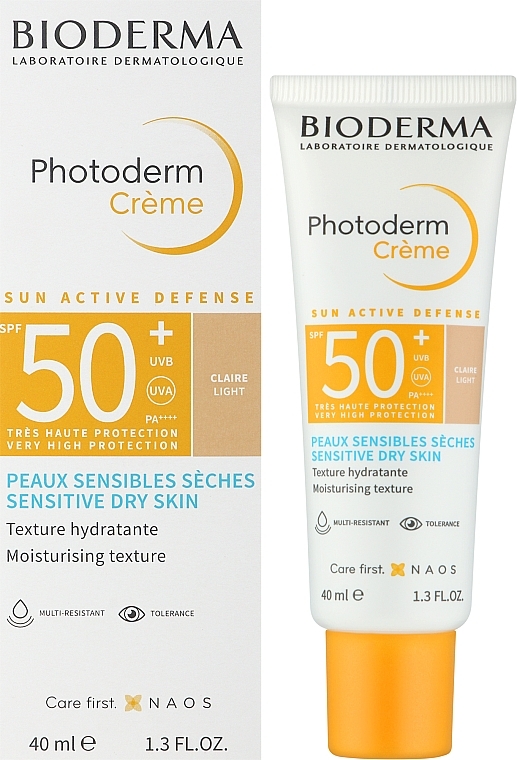 Krem przeciwsłoneczny do wrażliwej skóry suchej - Bioderma Photoderm Cream SPF50+ Sensitive Dry Skin Light — Zdjęcie N2
