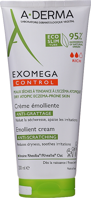Zmiękczający krem do ciała - A-Derma Exomega Control Emollient Cream Anti-Scratching — Zdjęcie N1