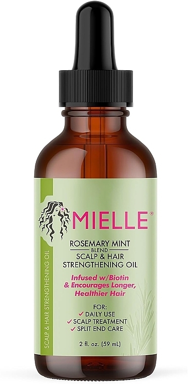 Wzmacniający olejek do włosów i skóry głowy Rozmaryn i mięta - Mielle Organics Rosemary Mint Scalp & Hair Strengthening Oil — Zdjęcie N1