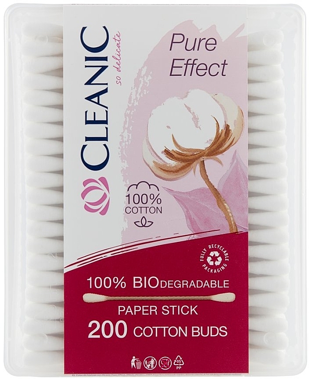 Ekologiczne patyczki kosmetyczne - Cleanic Pure Effect — Zdjęcie N1