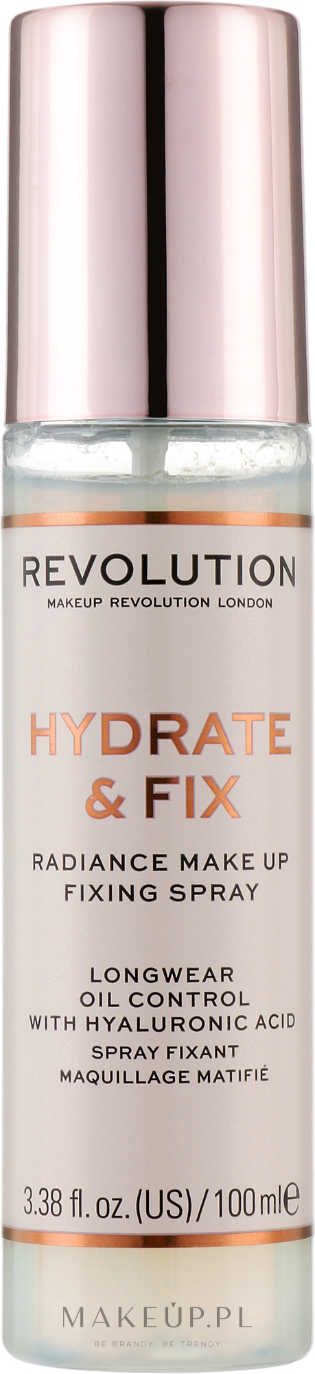 Nawilżający i rozświetlający spray utrwalający - Makeup Revolution Hydrate & Fix Setting Spray — Zdjęcie 100 ml