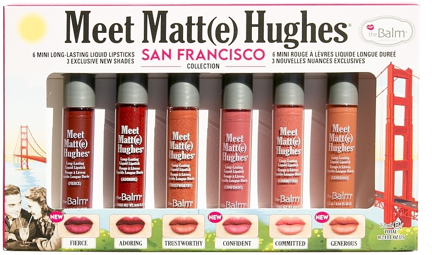 Zestaw matowych pomadek w płynie - TheBalm Meet Matt(e) Hughes Mini Kit San Francisco (lipstick/6x1,2ml)